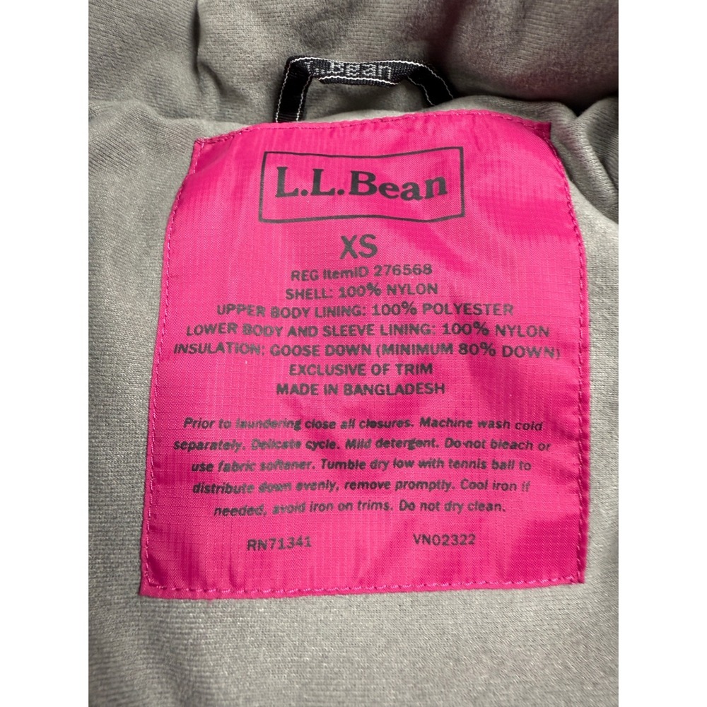 LL Bean Goose Down‎ Puffer Coat Pink Full Zip Button Front XS Winter Jacket - Picture 2 of 10